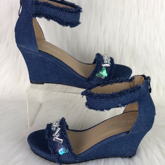 Fashion Denim Wedge Sandals - Picture 3 of 11